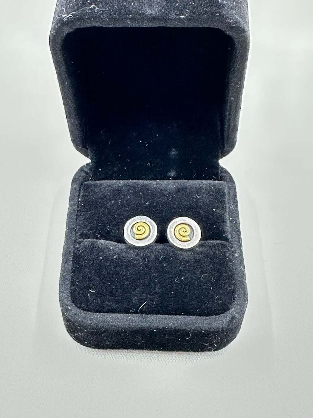Far Fetched 925 Sterling Silver Two-Tone Spiral Stud Earrings